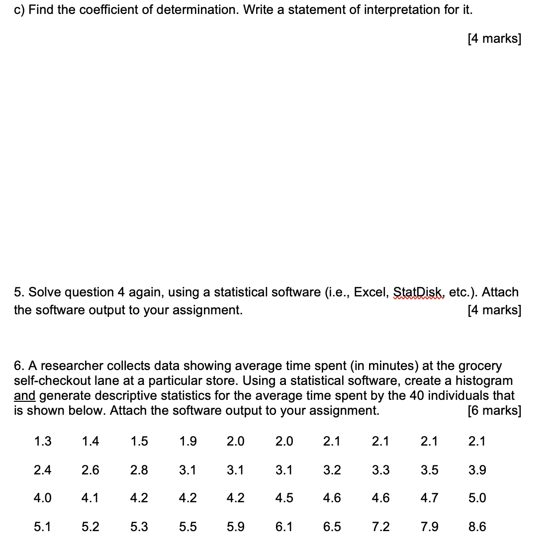 students' grades for the test, 6 students were randomly chosen and below