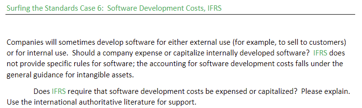 separate guidance for software developed for internal use versus software developed for