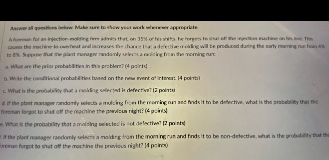 Answer all questions below. Make sure to show your work whenever