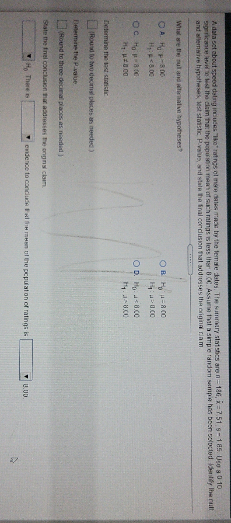 help me please A data set about speed dating includes "like" ratings