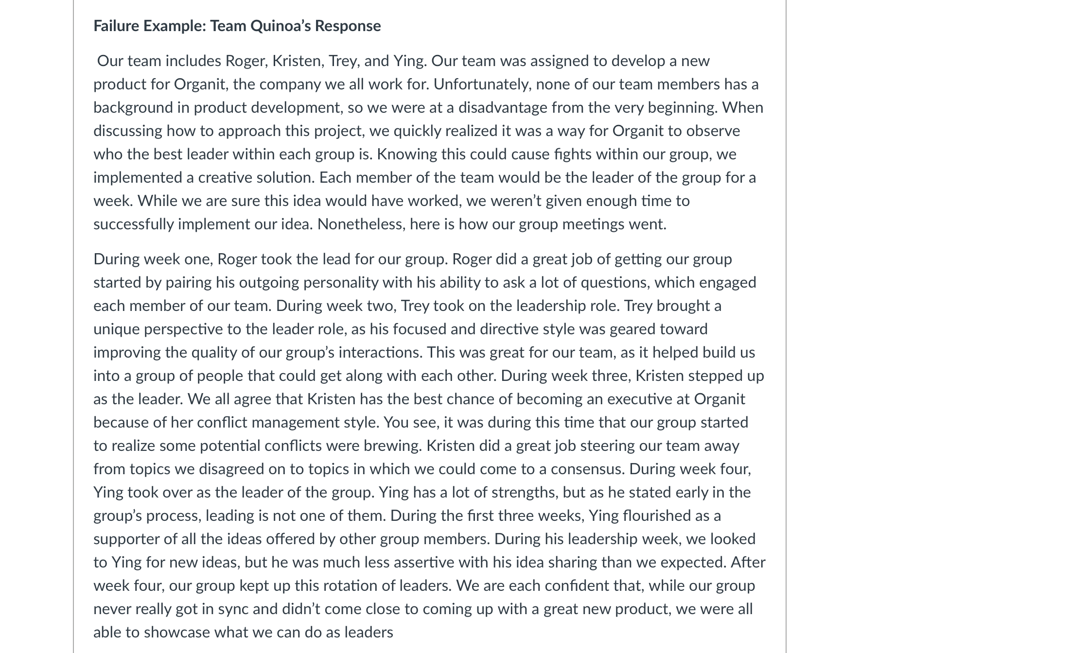 include anything we've covered in class up to this point (e.g., stages