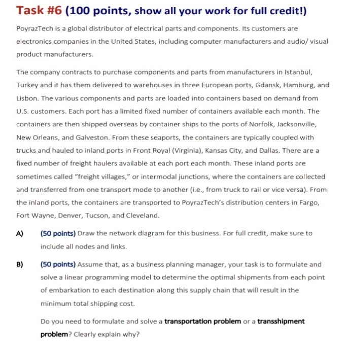  Task #6 (100 points, show all your work for full credit!)