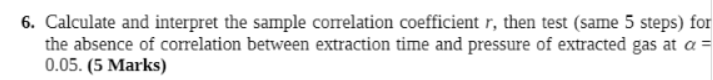 (same 5 steps) for the absence of correlation between extraction time and