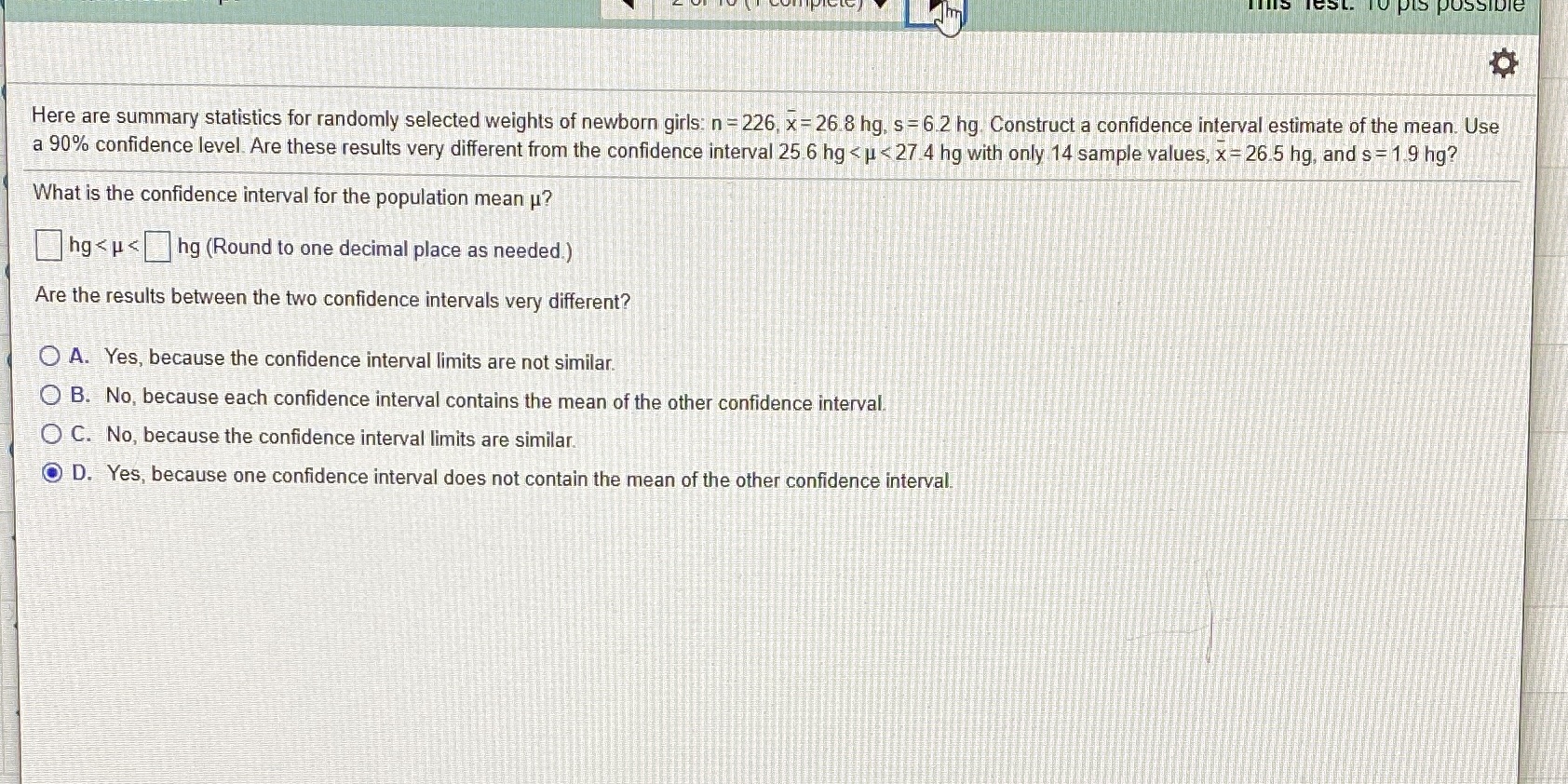 Sta2023 pis possible Here are summary statistics for randomly selected weights of