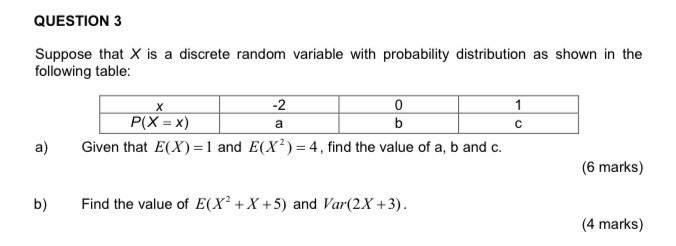 Introduction to Probability and Statistics QUESTION 3 Suppose that X is a
