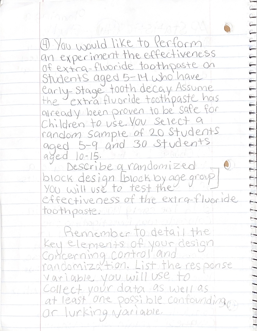 you! Questions 1-4 4) You would like to Perform an experiment the