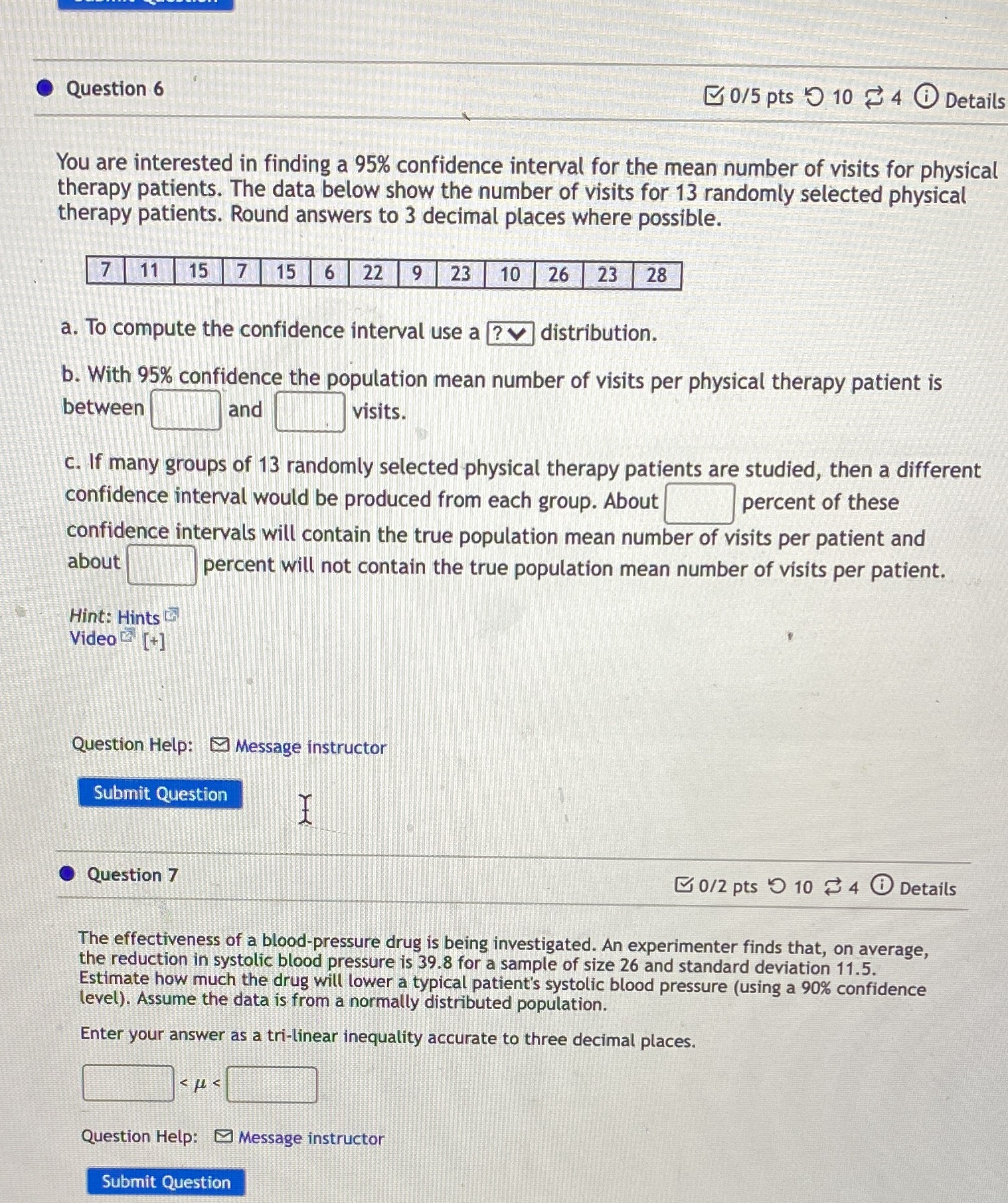 question 6 and 7 Question 6 0/5 pts 9 10 2 4