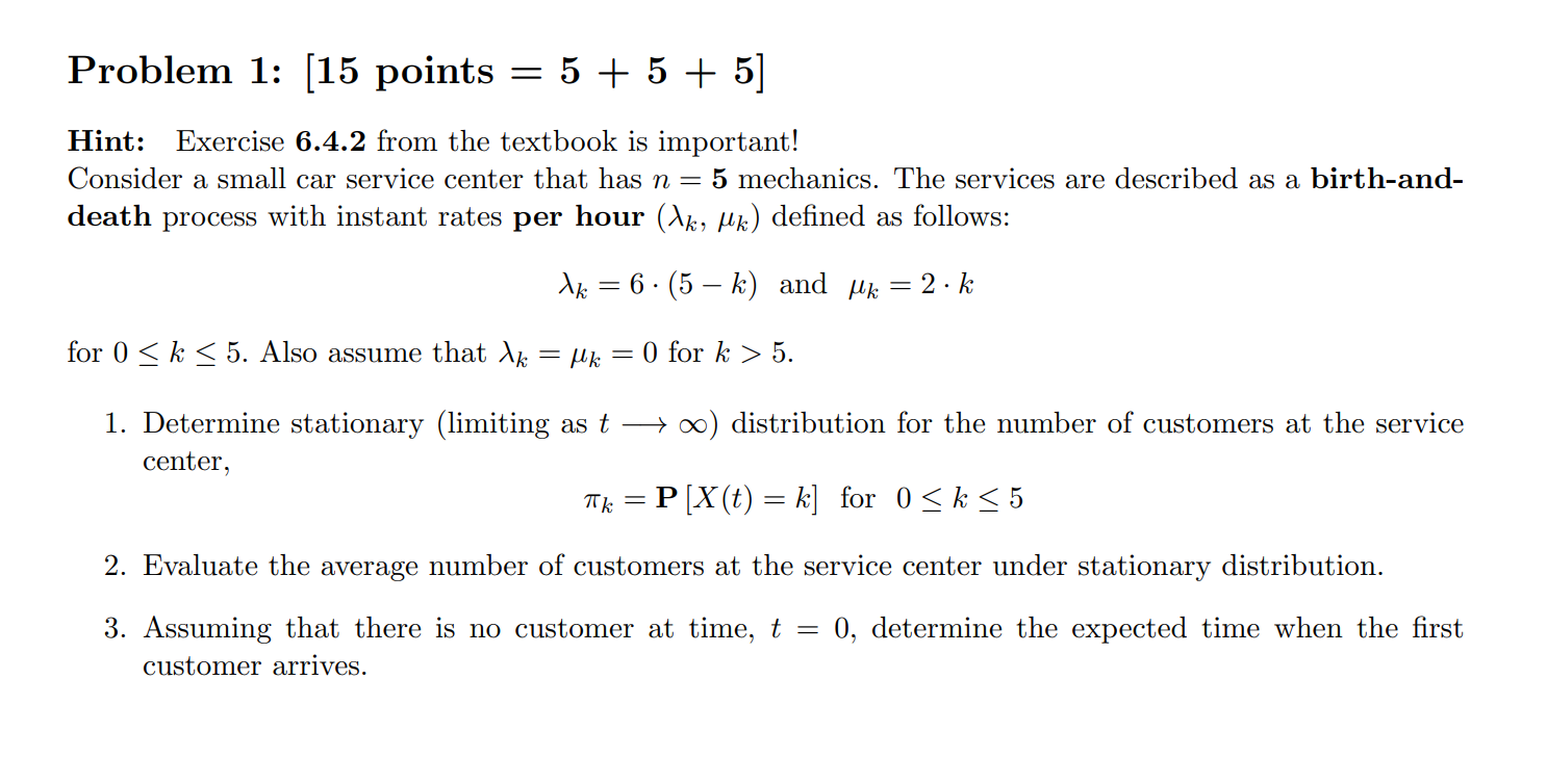 Attached is the question Problem 1: [15 points = 5 + 5