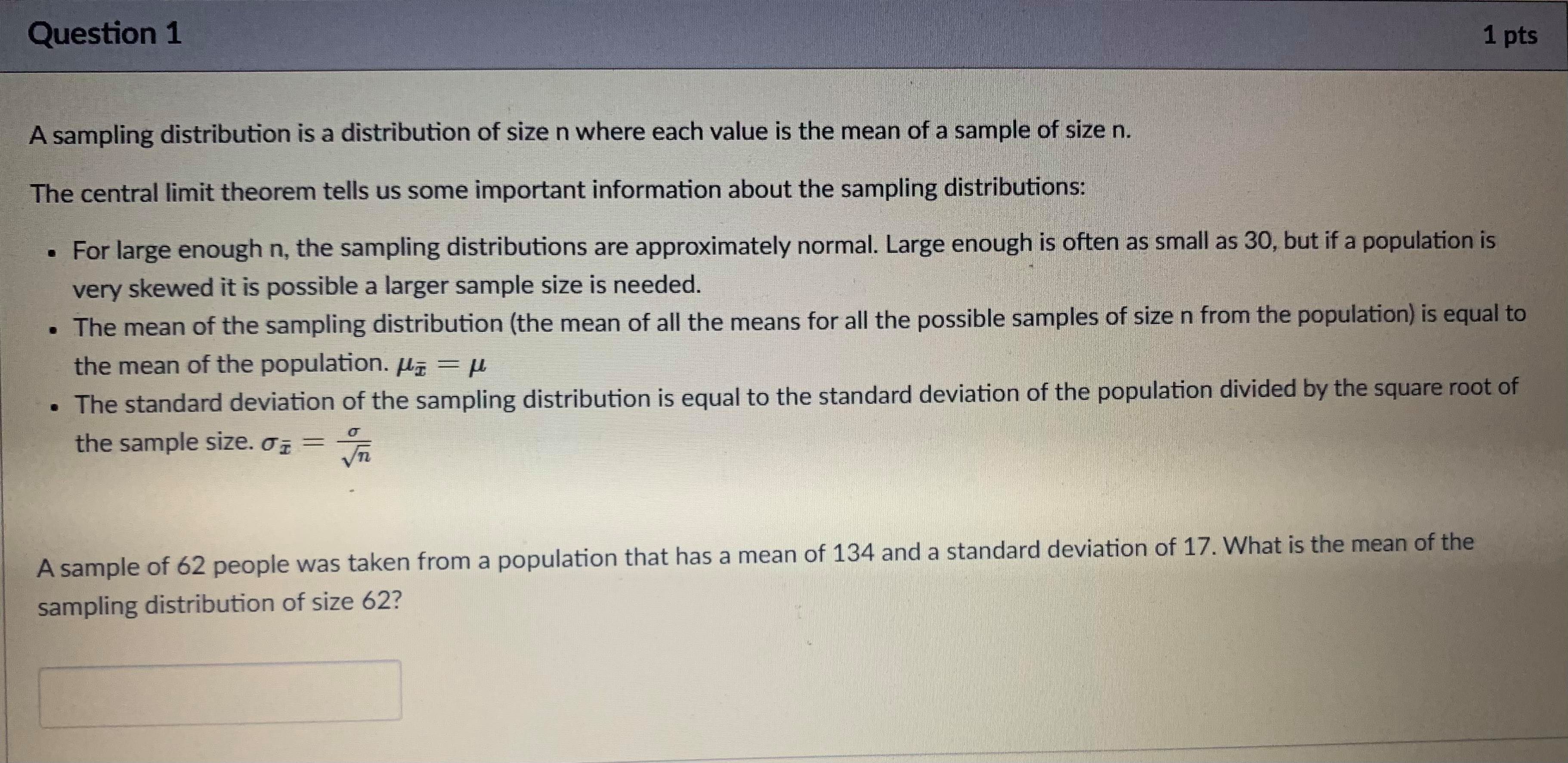 is a distribution of size n where each value is the mean