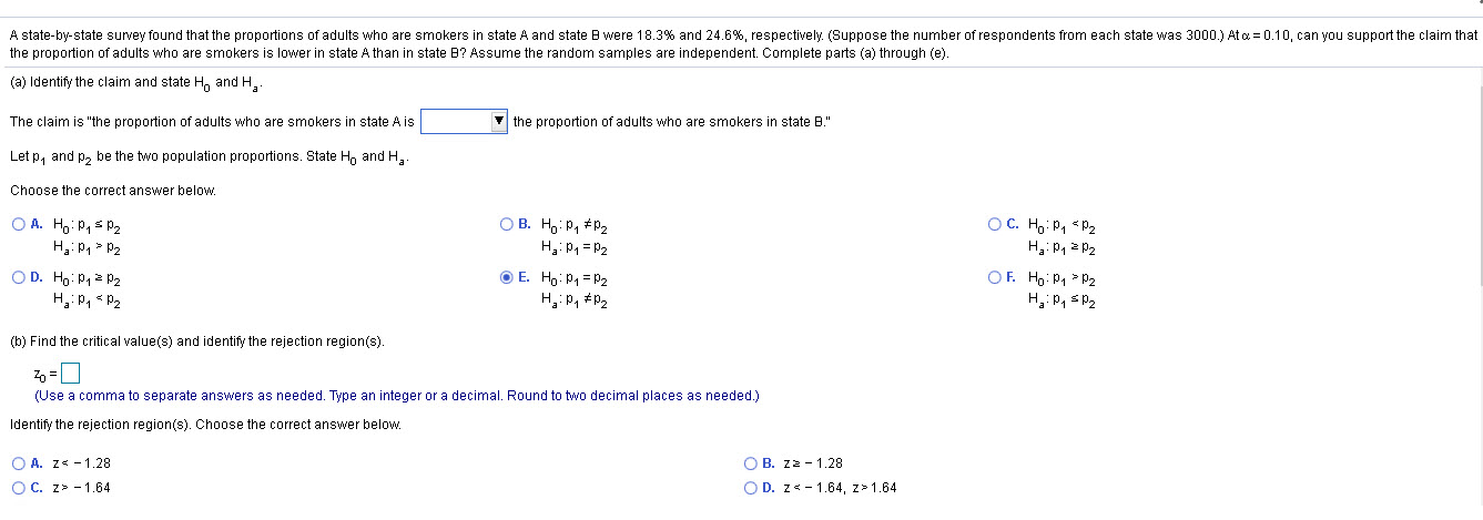 how do you compute A state-by-state survey found that the proportions of