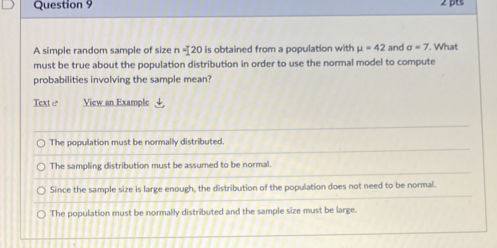 =[20 is obtained from a population with u = 42 and o