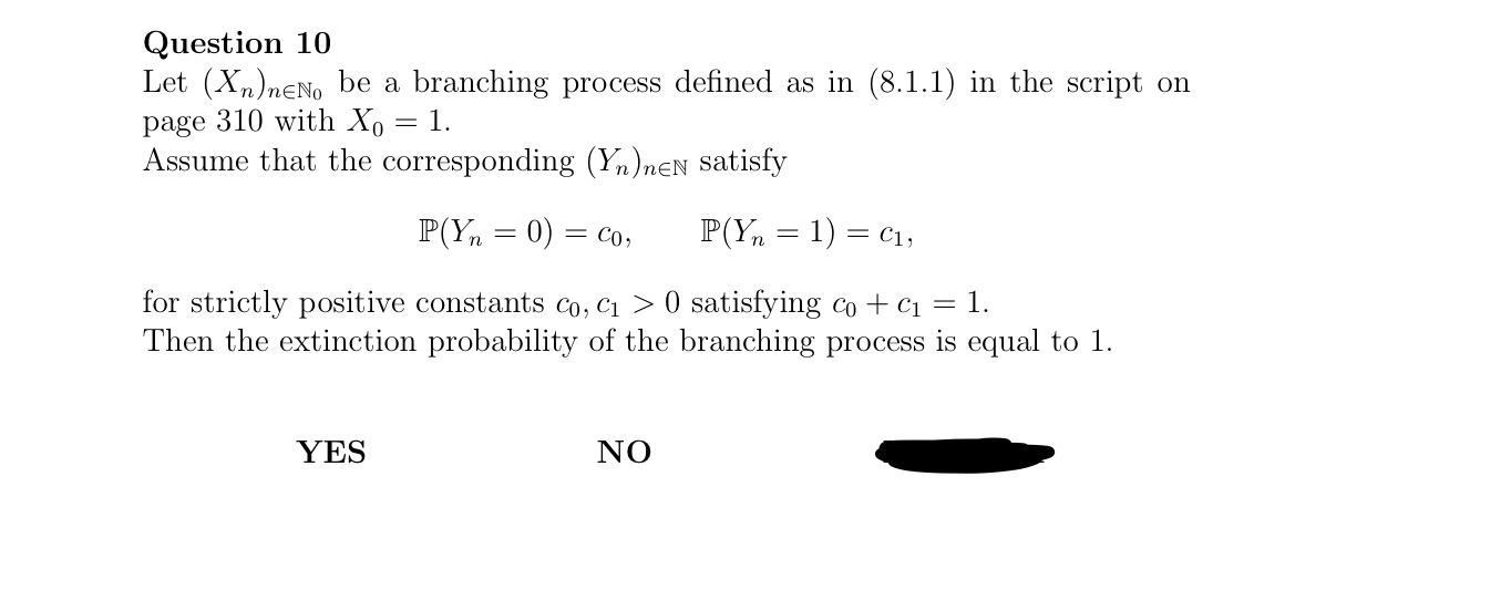 be a branching process dened as in (8.1.1) in the script on