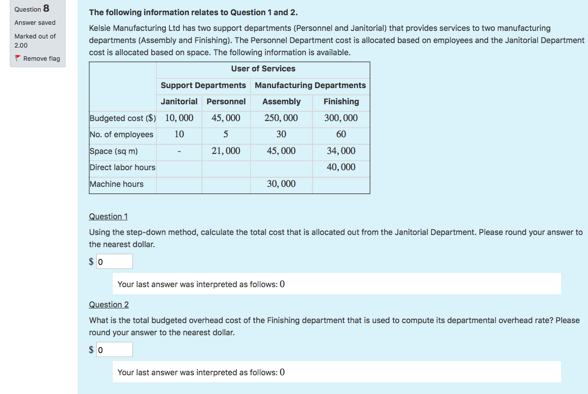 Can someone help me with this question? Question 8 The following information