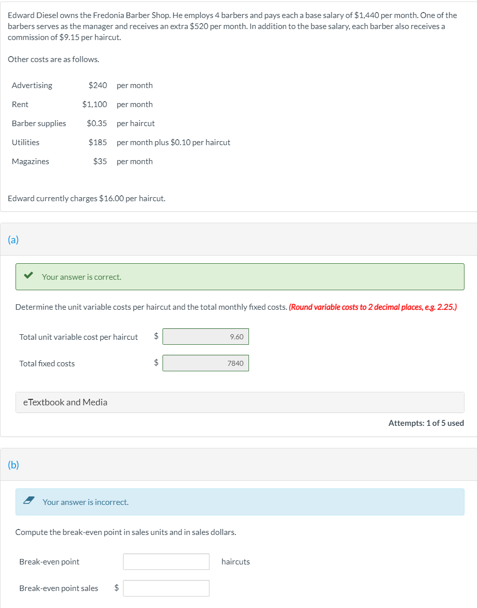 Need some help with question b). please and thanks! Edward Diesel owns