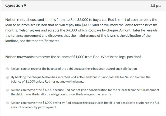  Question 8 1.5 pts Todd had a contract with Blake to