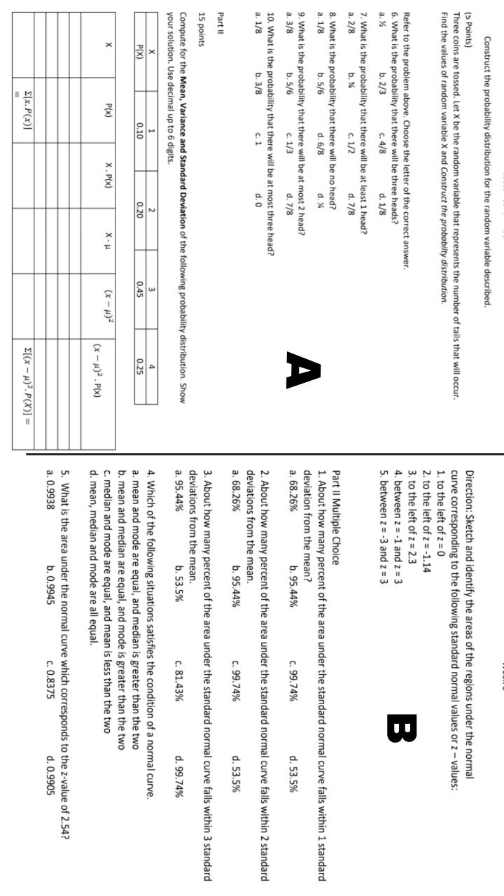 pls answer Construct the probability distribution for the random variable described. (5