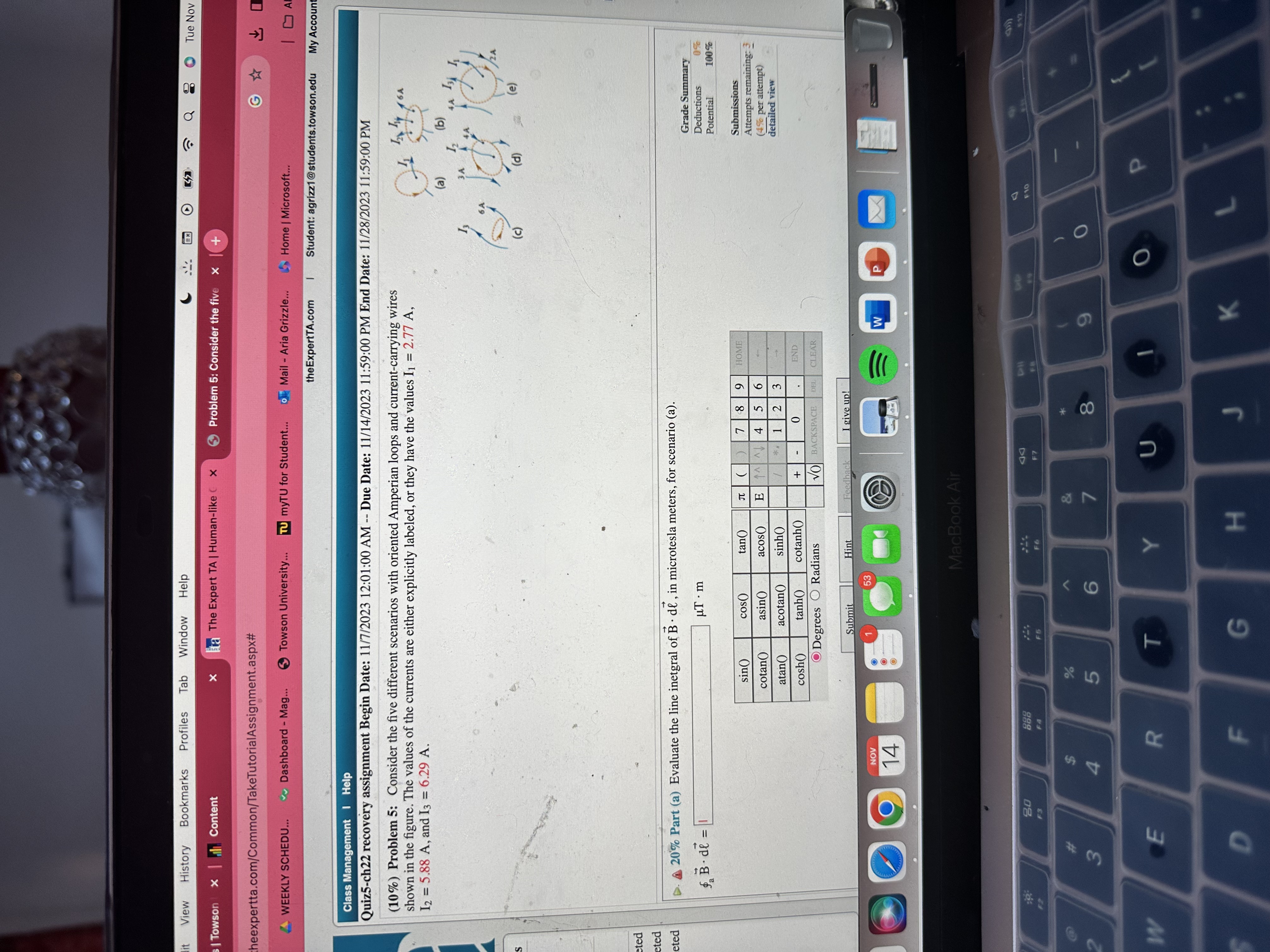 Mag... Towson University... TU myTU for Student.. o Mail - Aria Grizzle..