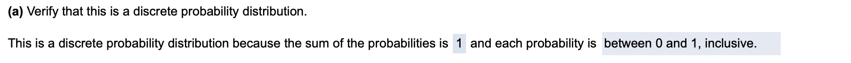 (a) Verify that this is a discrete probability distribution. This is