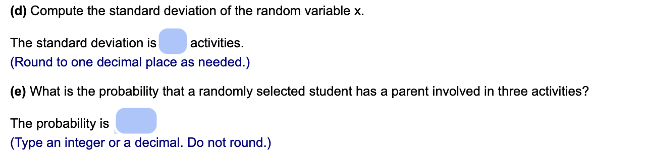 probability that a randomly selected student has a parent involved in three