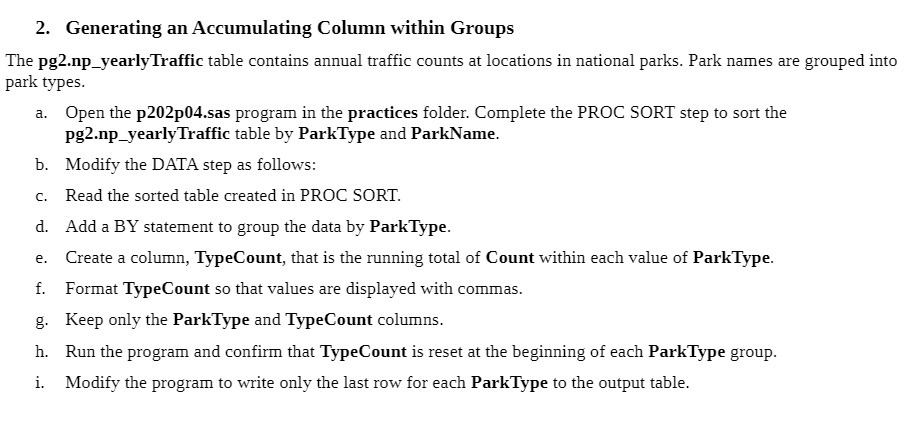 2. Generating an Accumulating Column within Groups The pg2.np_yearly Traffic table