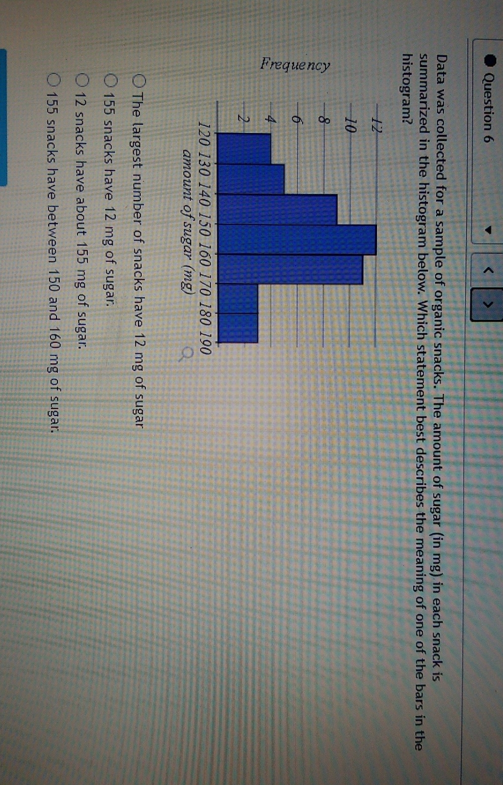 please help Question 6 Data was collected for a sample of organic