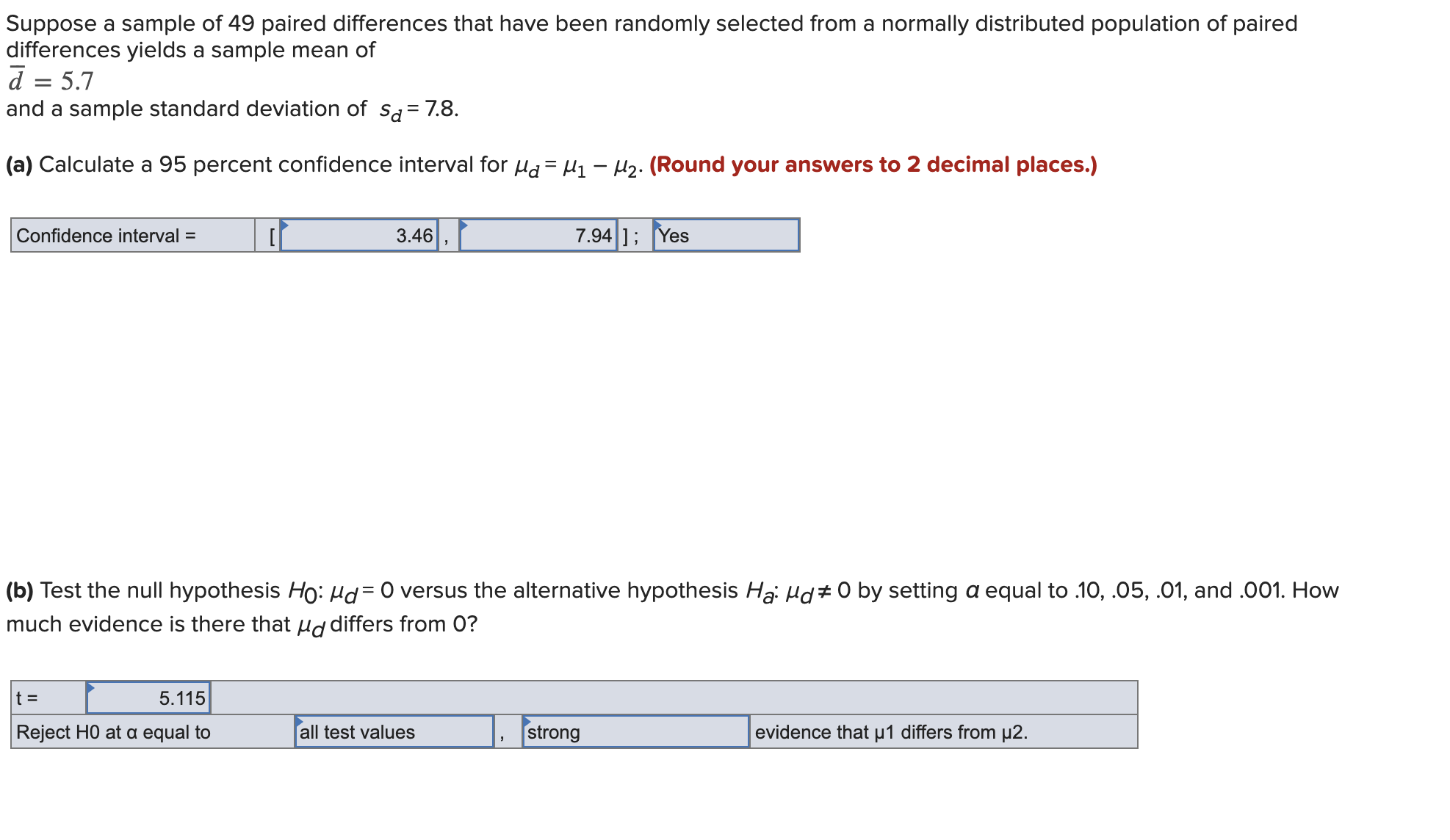 the pvalue to test these hypotheses with 0 equal to .10, .05.