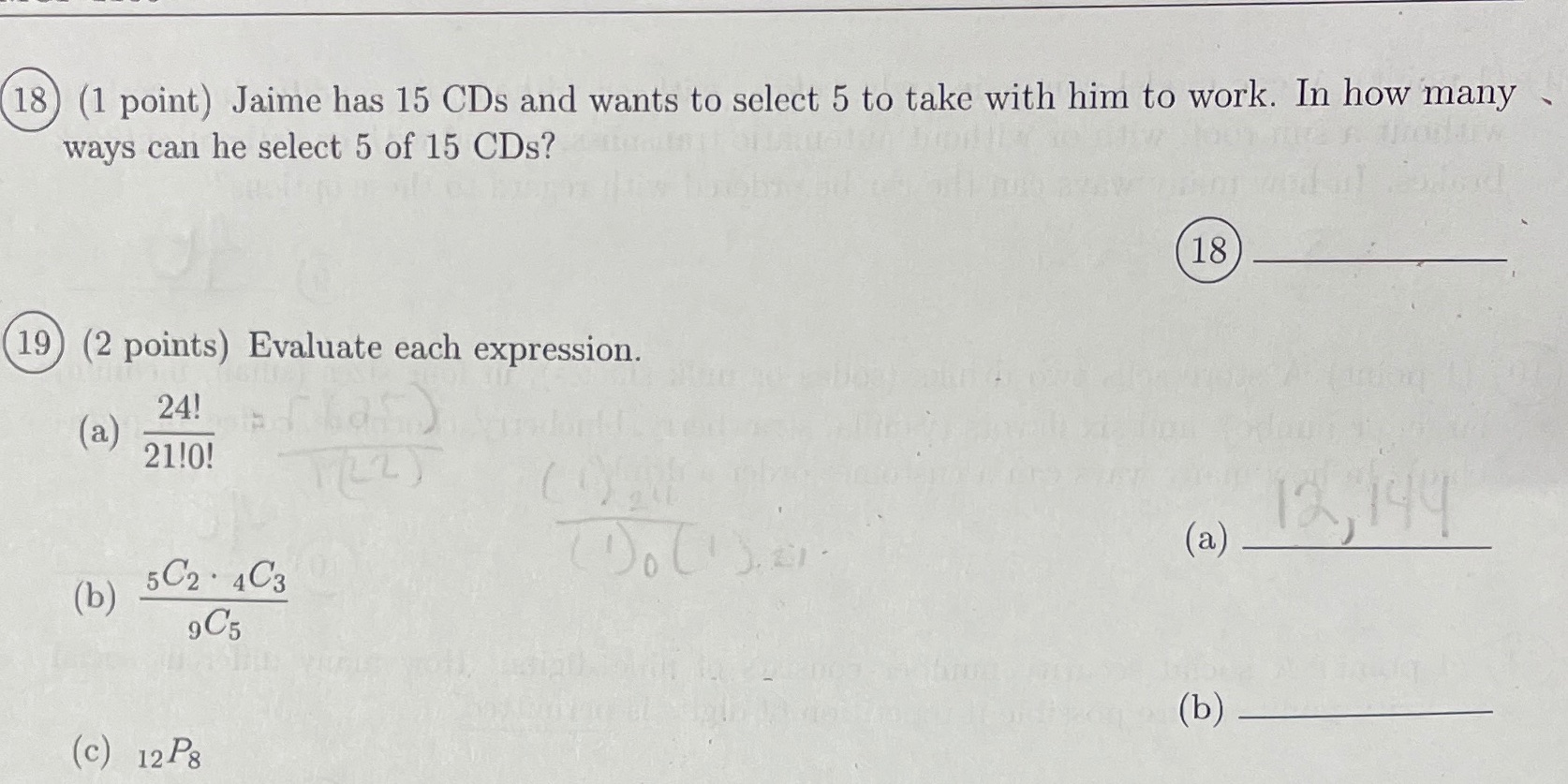 Please help me .. first question is probability and number 19 just