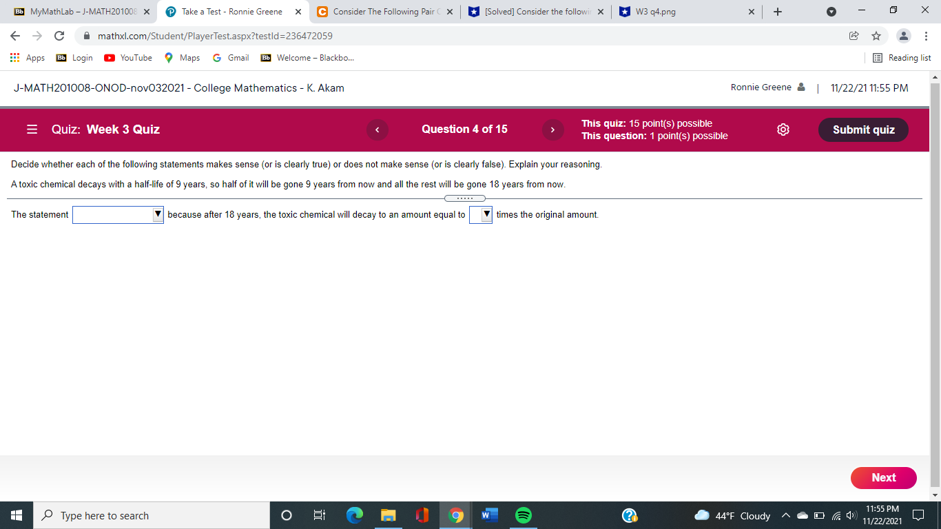 Bb MyMathLab - J-MATH201008 x Take a Test - Ronnie Greene