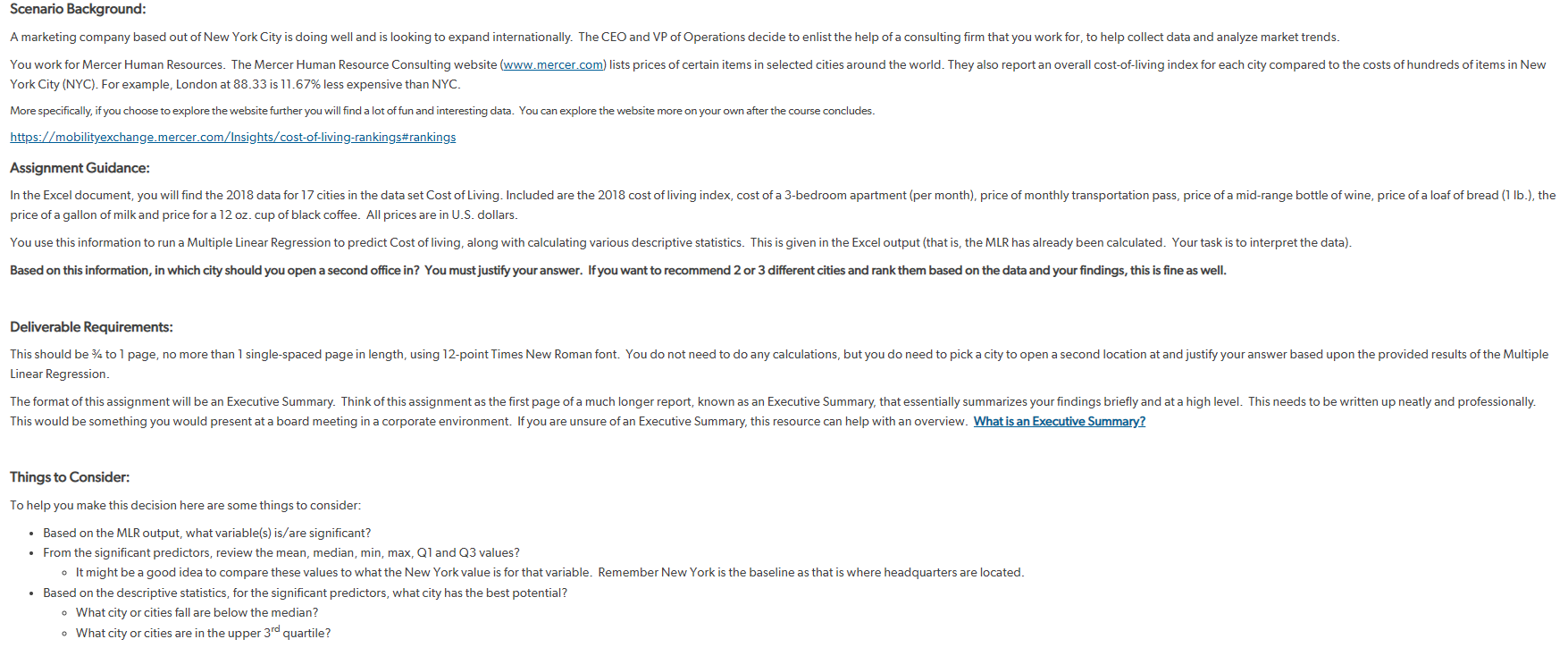 full weekends to review and work on the Final Project. Content addressed