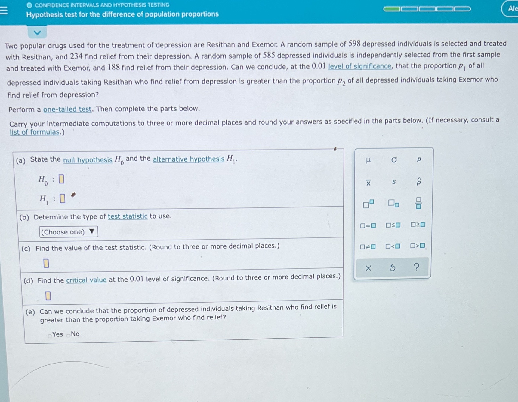  E O CONFIDENCE INTERVALS AND HYPOTHESIS TESTING Hypothesis test for the