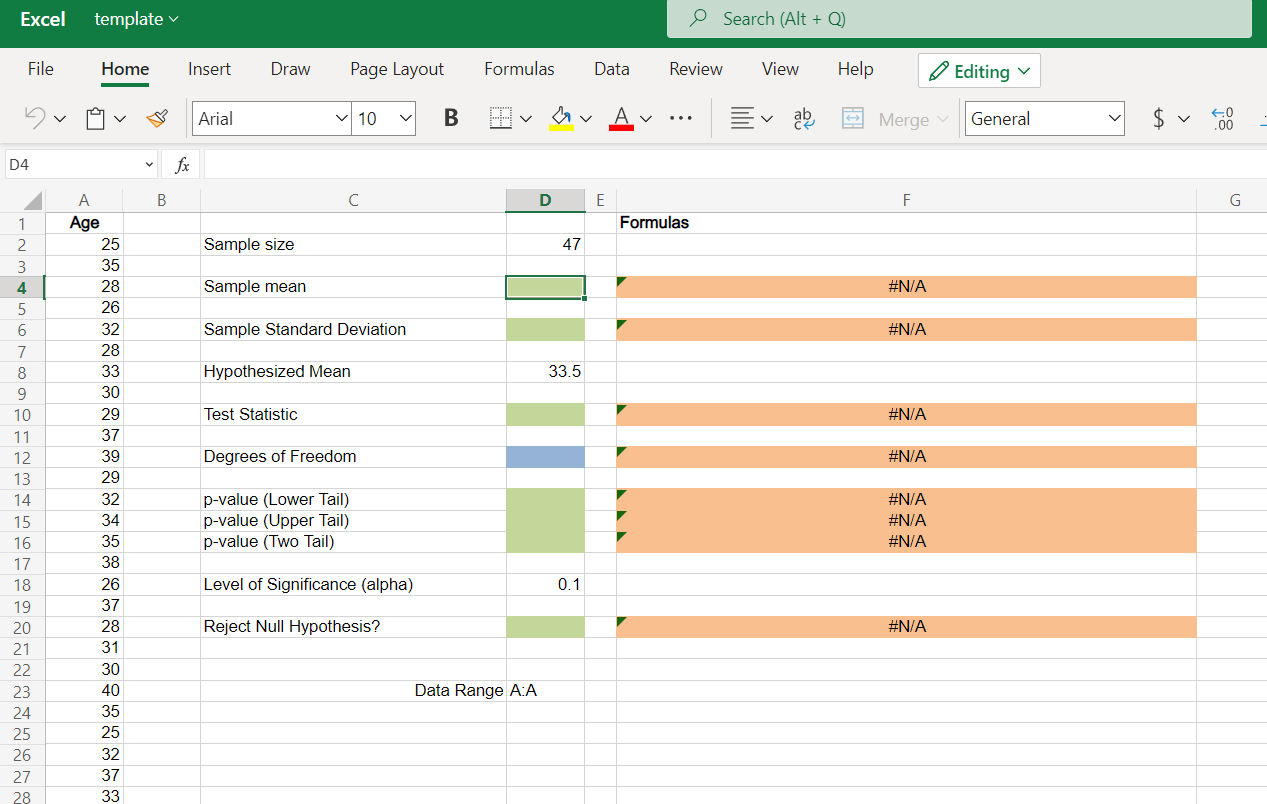 Excel template v Search (Alt + Q) File Home Insert Draw