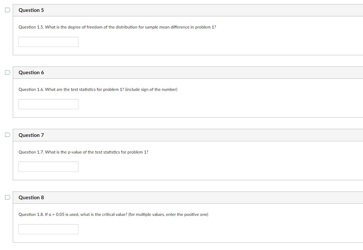 Please answer the following questions (question 1.1 to question 1.10) regarding problem