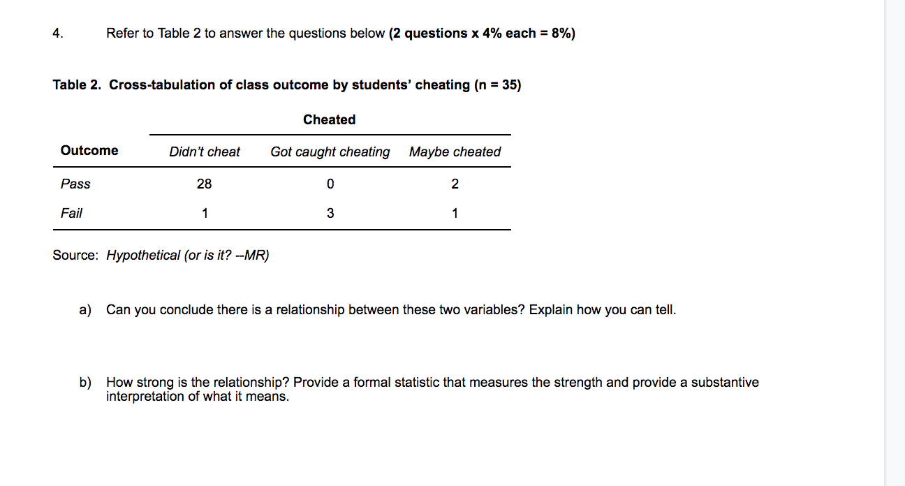 stats work stats work 4. Refer to Table 2 to answer