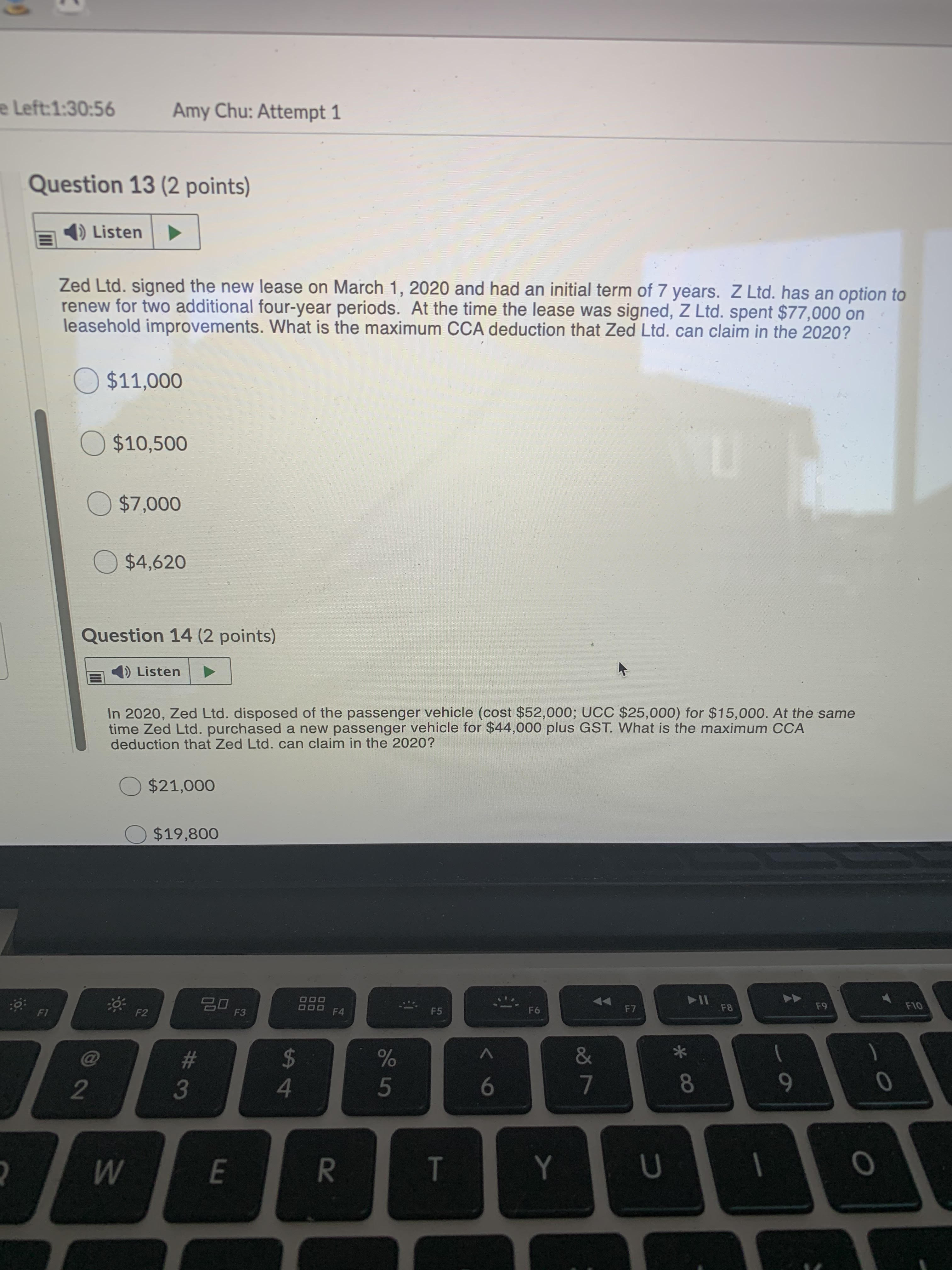 furnishings and received an allowance of $17,000. The capital cost of the