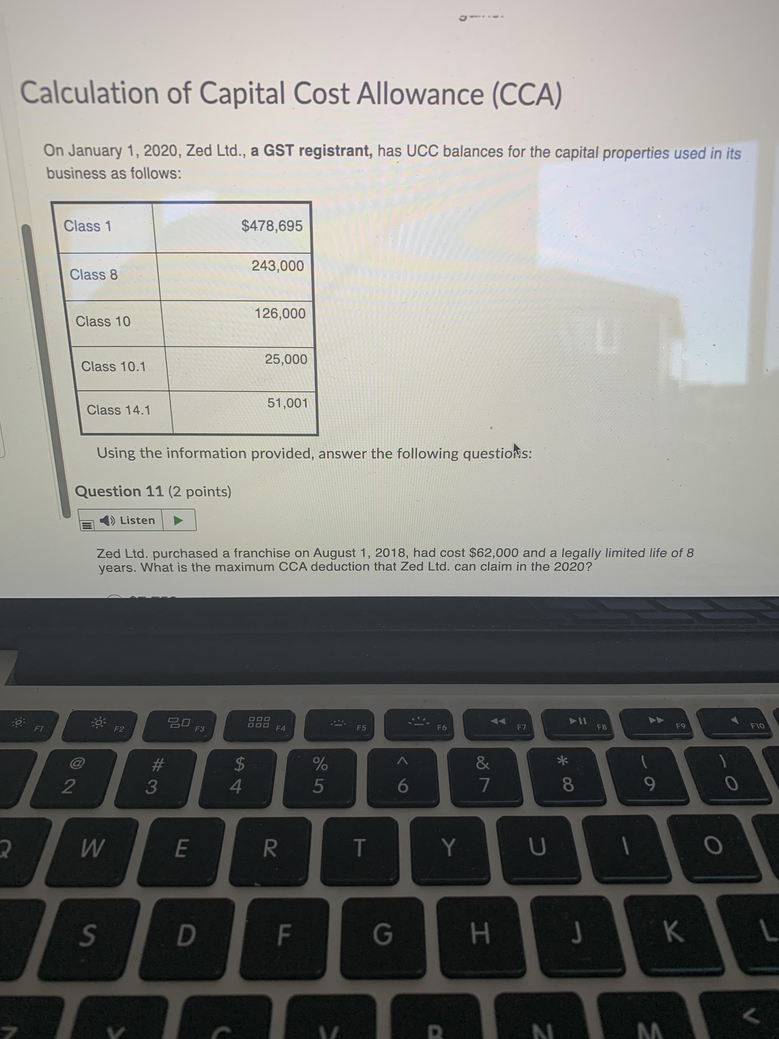 of CCA Zed Lid. can claim for the office furnishings in 2020?