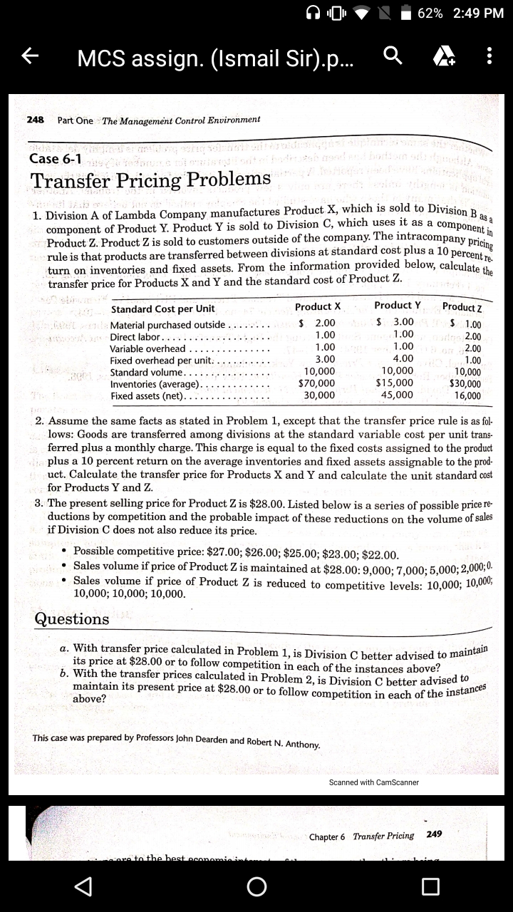 Please solve this case questions N 62% 2:49 PM MCS assign. (Ismail