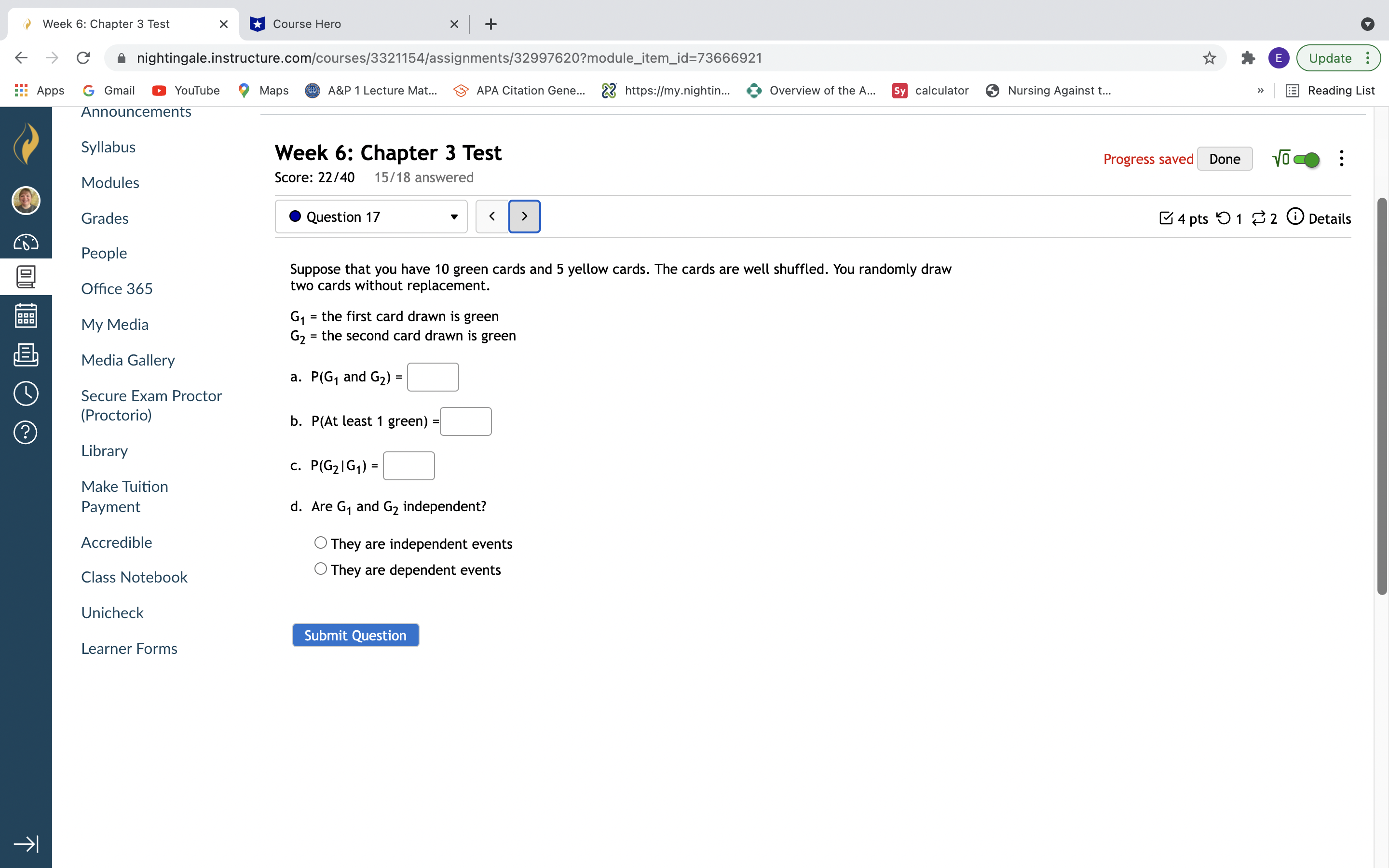  Week 6: Chapter 3 Test X Course Hero X + C