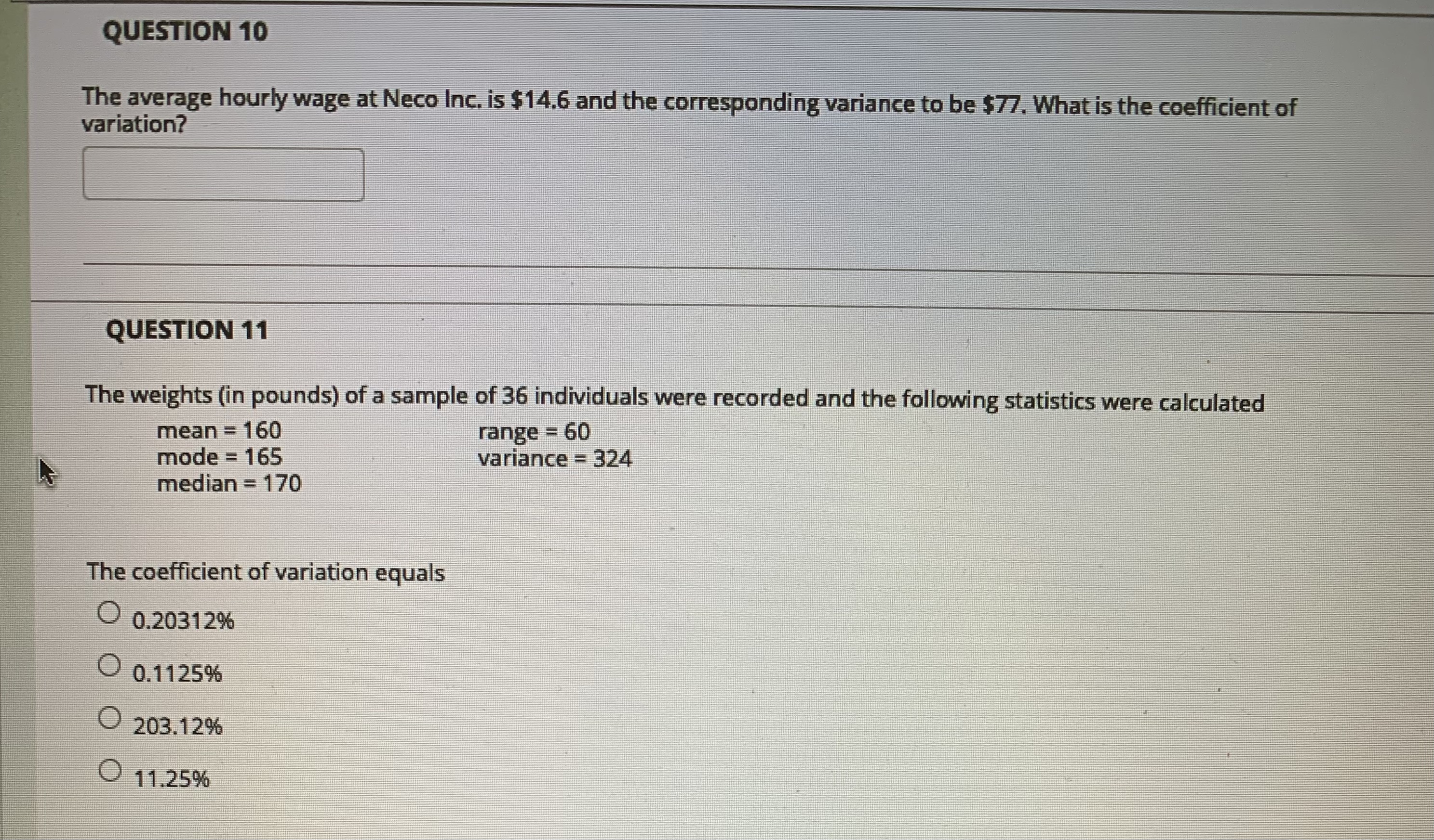 of 36 individuals were recorded and the following statistics were calculated mean