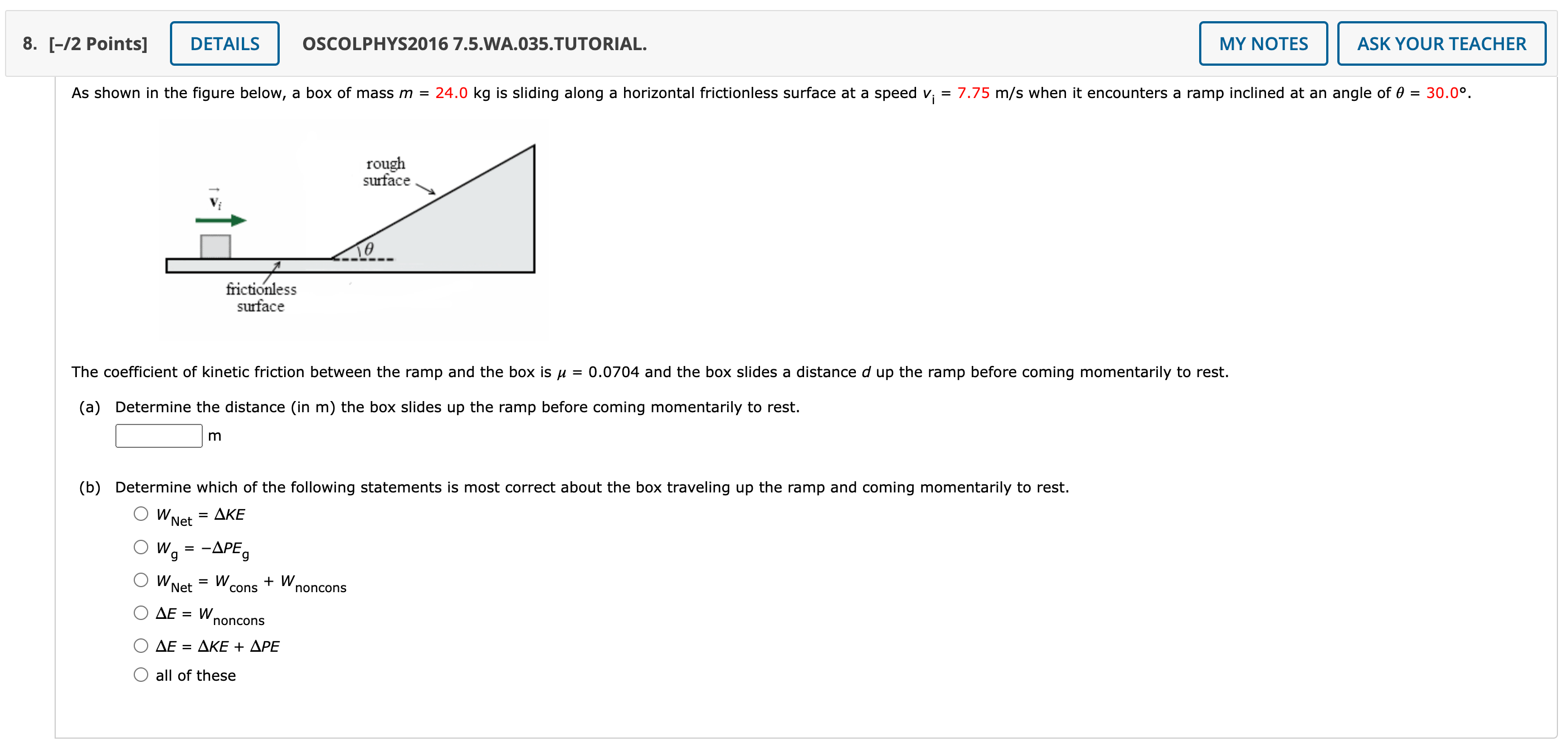 ramp. 3. [-l2 Points] - OSCOLPHYSZO16 7.2.P.012. MY NOTES ASK YOUR TEACHER