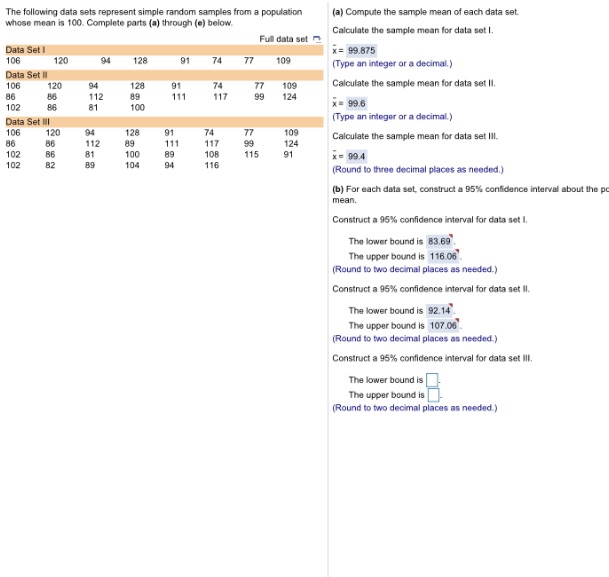 how do you make the quartile within 95% using set 3 as