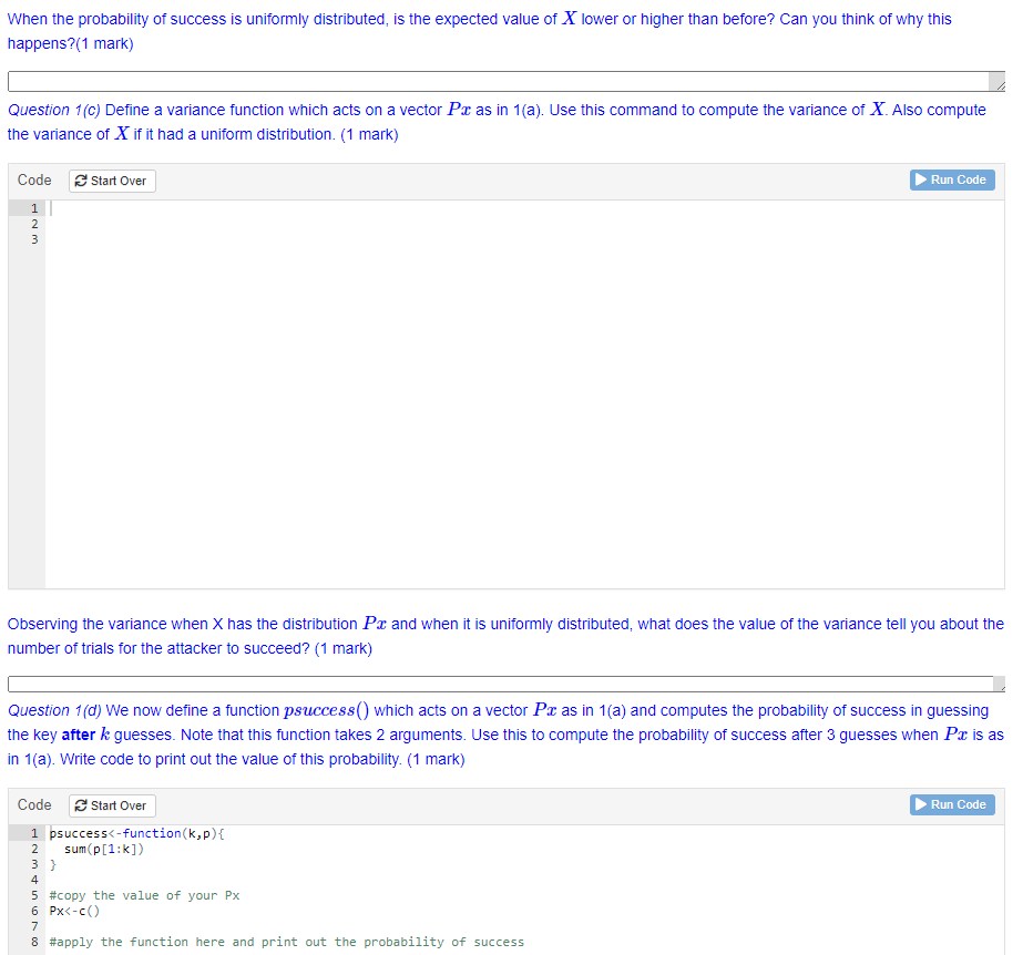 each trial is different. The vector of probabilities of success for each