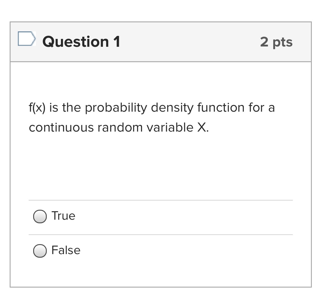 2 pts f(x) is the probability density function for a continuous random