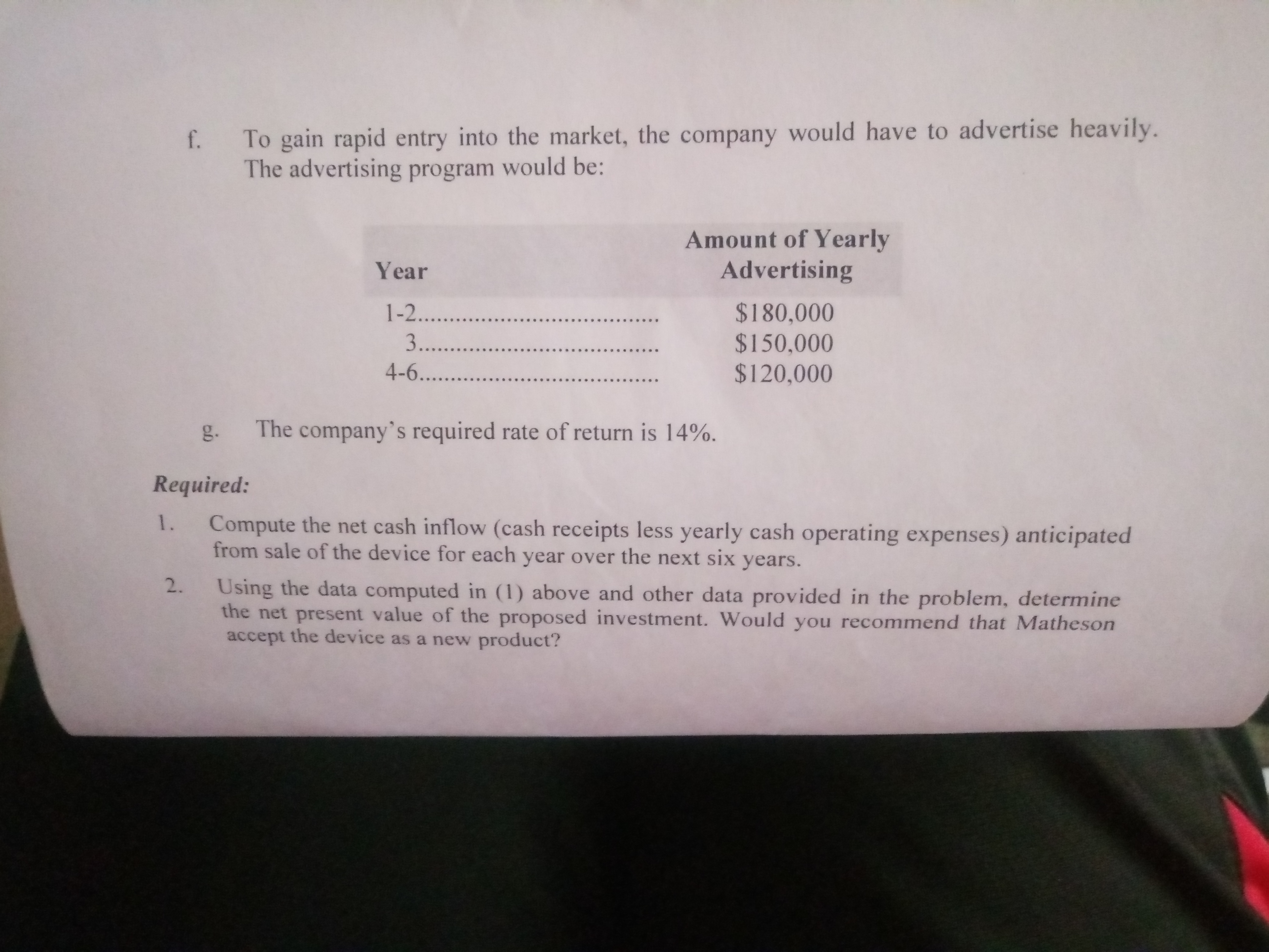 I need help with accounting problem. Case - Matheson Electronics Matheson
