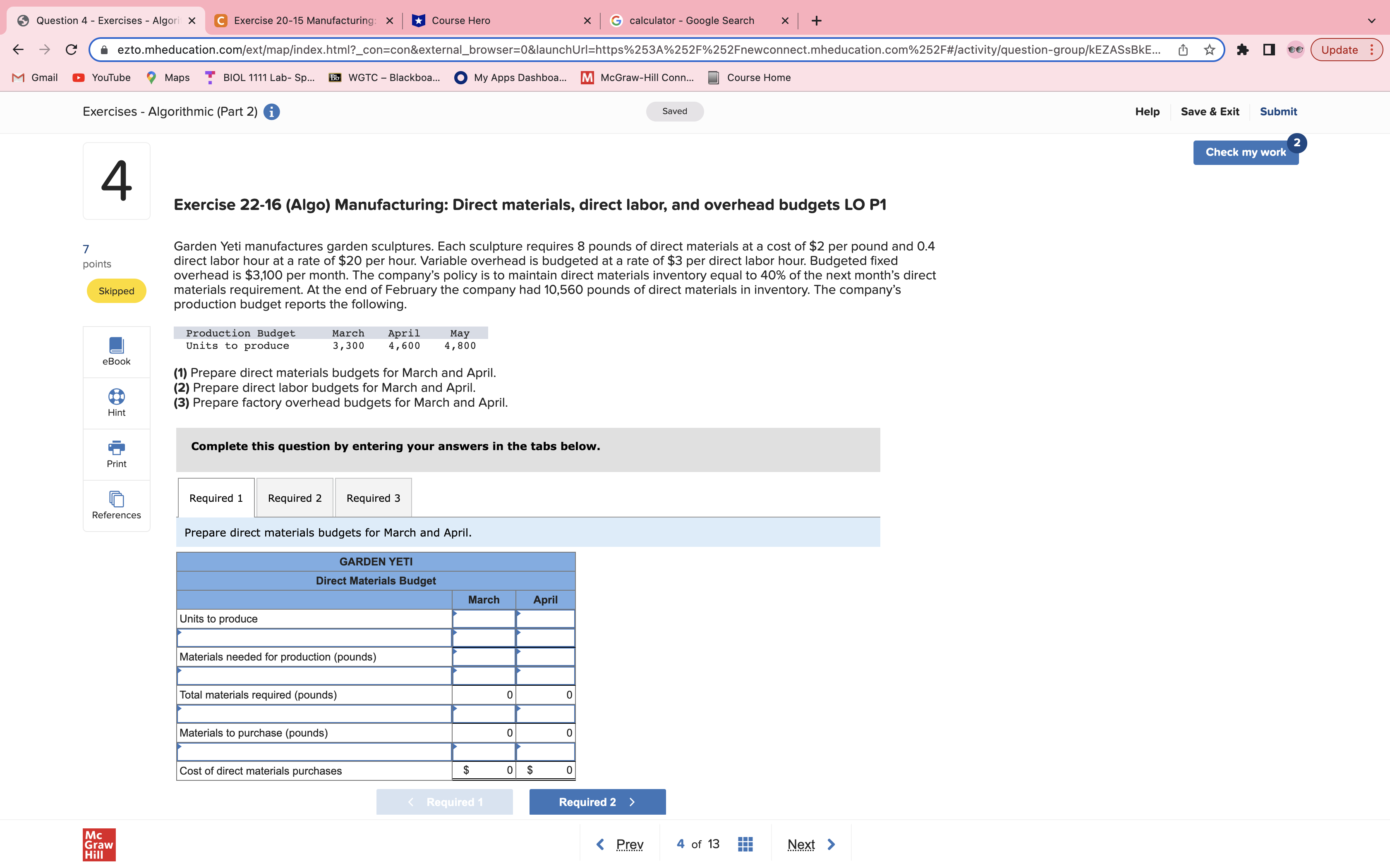 BIOL 1111 Lab- Sp... Bb WGTC - Blackboa... My Apps Dashboa M