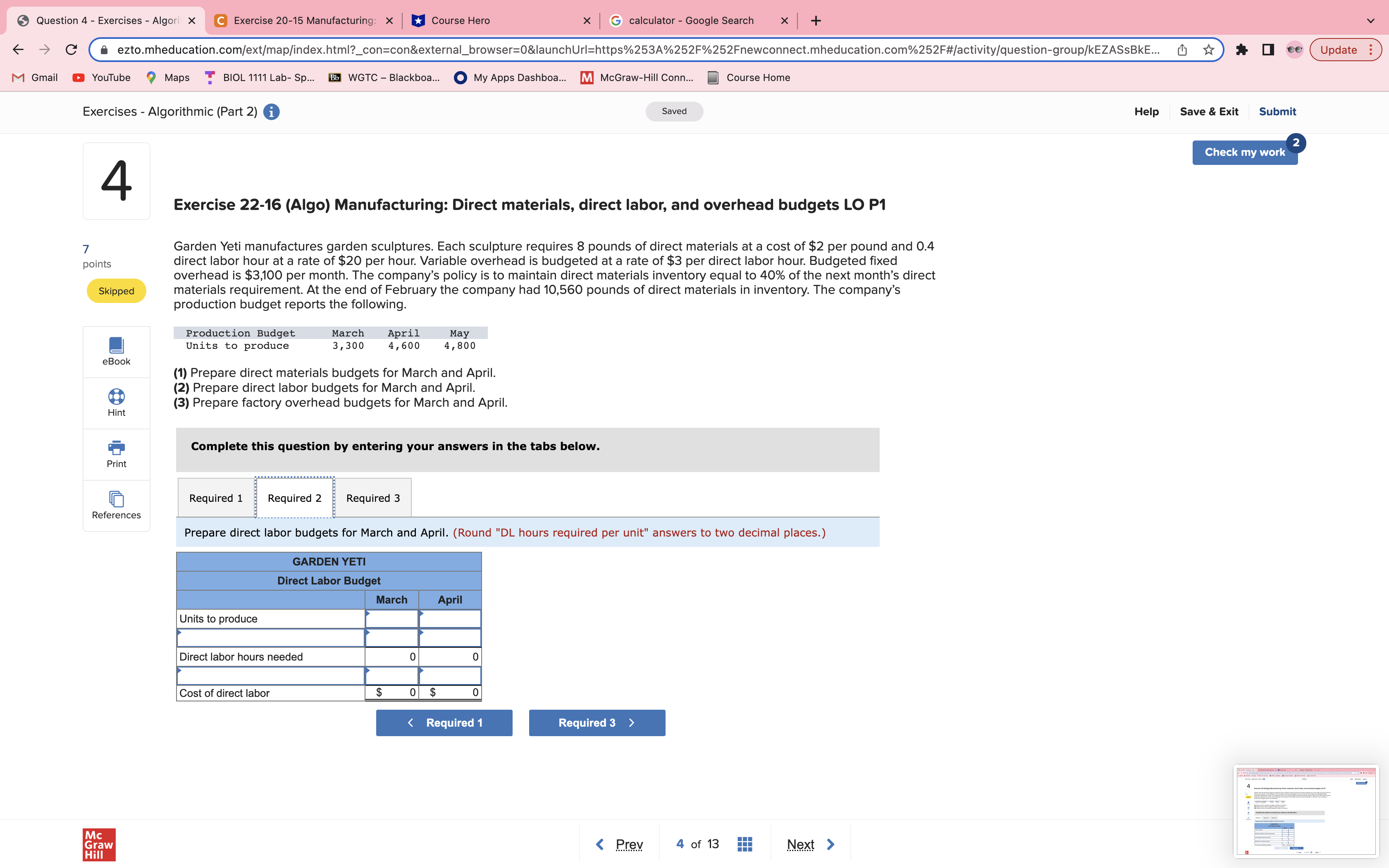 McGraw-Hill Conn.. Course Home Exercises - Algorithmic (Part 2) i Saved Help