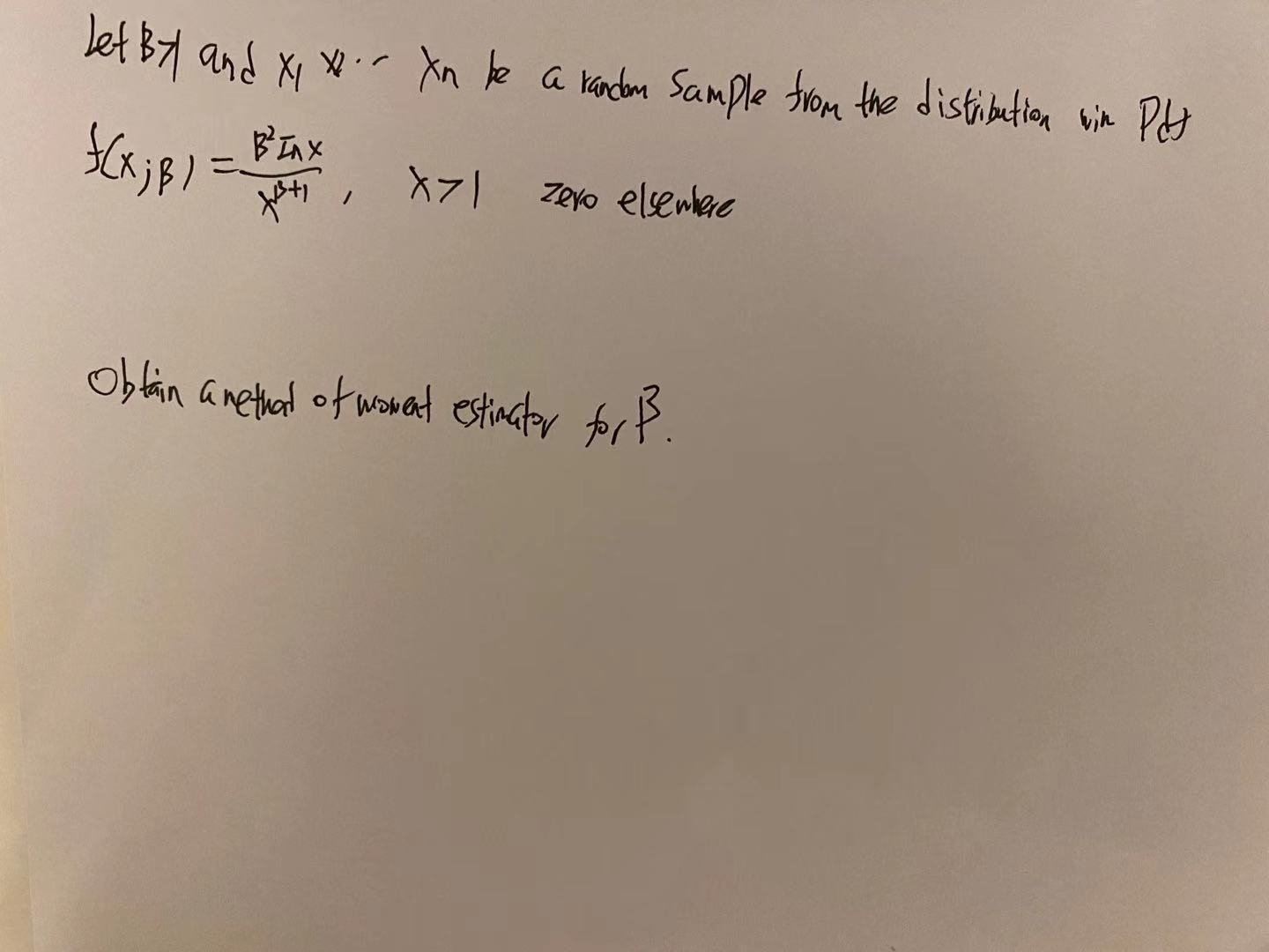 the distribution win Pdf f( x;B ) BIAX just , X71 zero