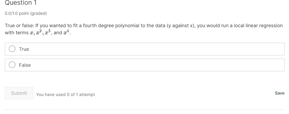 and :11". Submit You have used [1 of1 attempt Save Which of