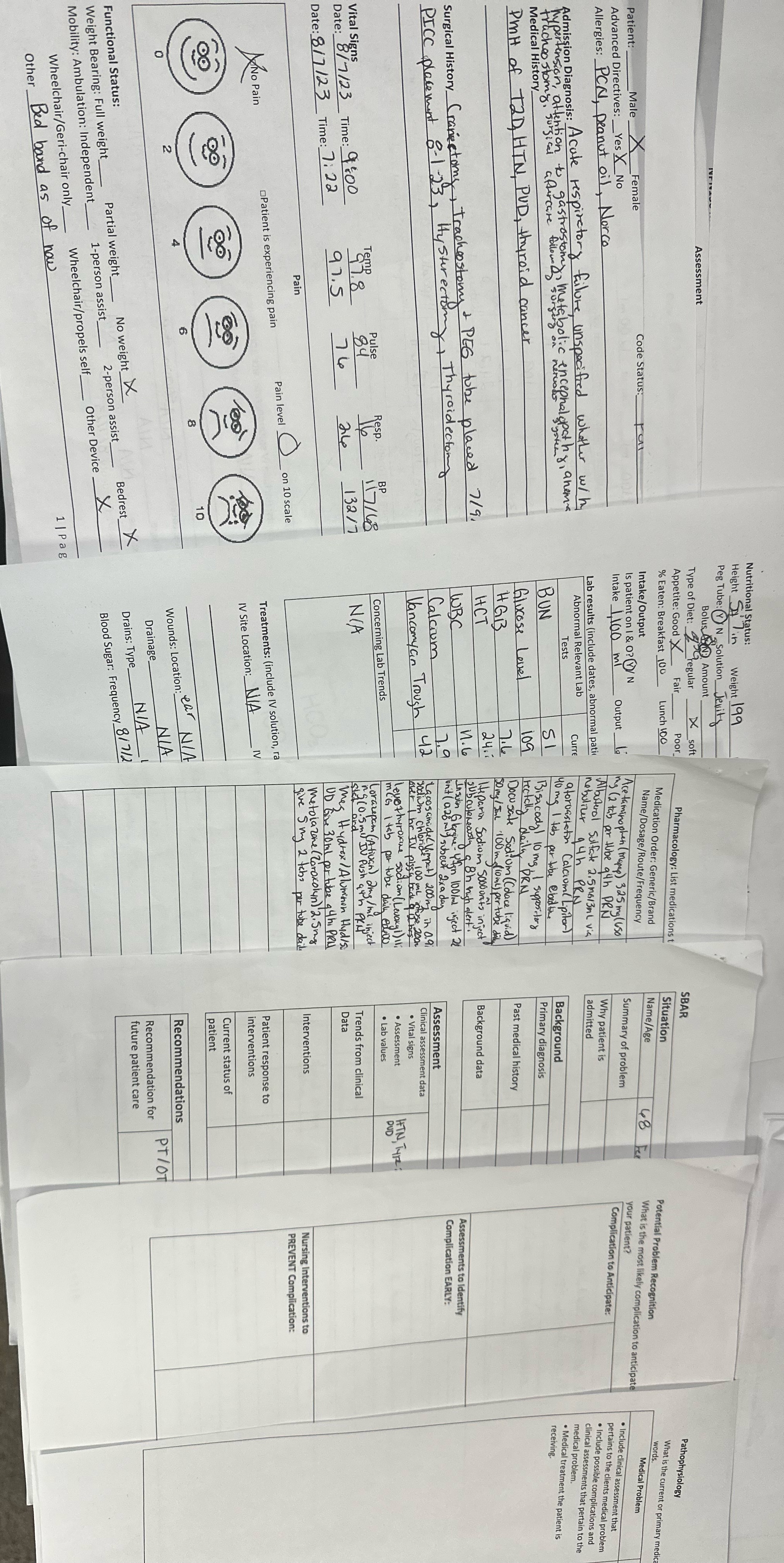 weight 199 Peg Tube: ( Y) N Solution_Jevity Assessment Bolus WP Amount