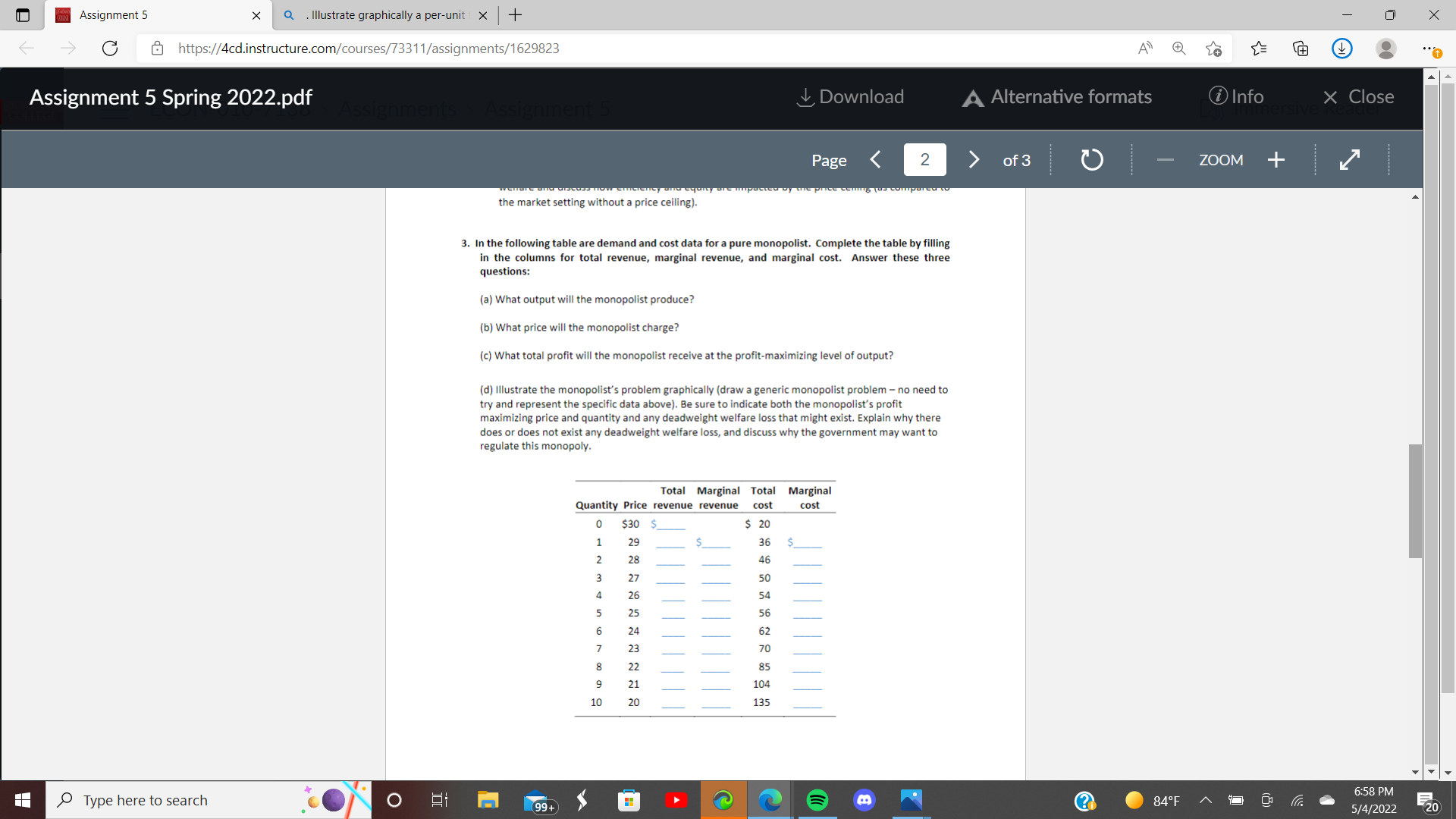 Assignment 5 X Q . Illustrate graphically a per-unit x +