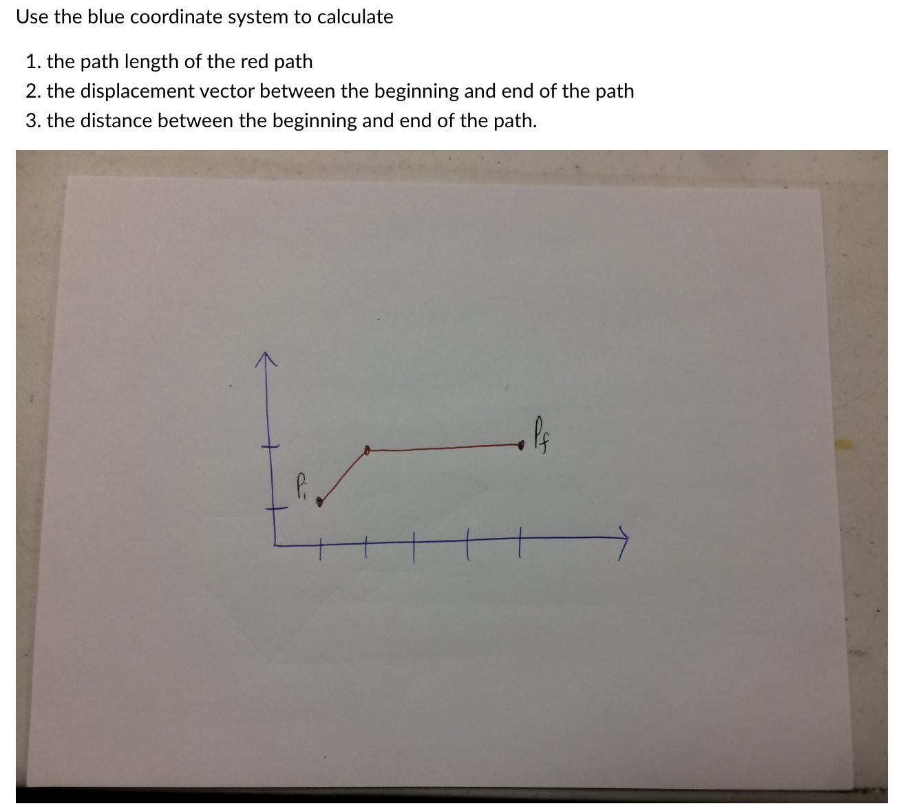 Use the blue coordinate system to calculate 1. the path length